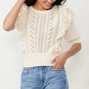 LC Lauren Conrad Cream Eyelet Sweater